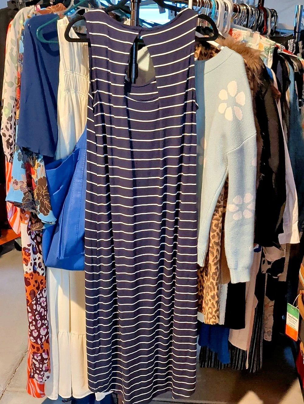 C&C California Striped Maxi Dress Blue & White Size Medium